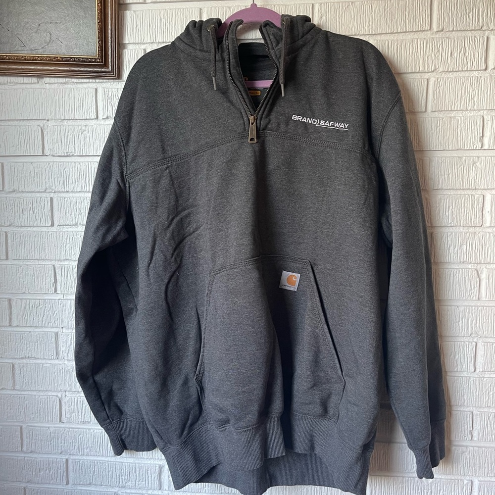 Carhartt Men’s Dark Gray Quarter-Zip Hoodie Sweatshirt